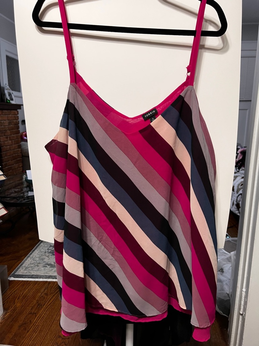 torrid Fuchsia Multi-Stripe Adjustable Spaghetti Strap Cami